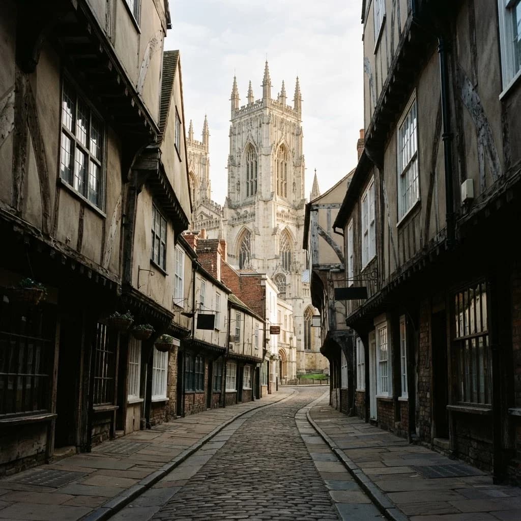 York Minster seen from the medieval Shambles street in York